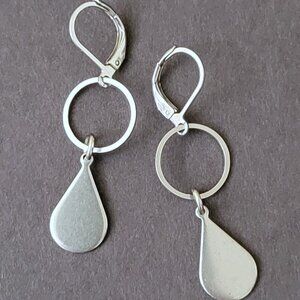 TEARDROP Circle Stainless Steel Lever Back Earrings Minimalist